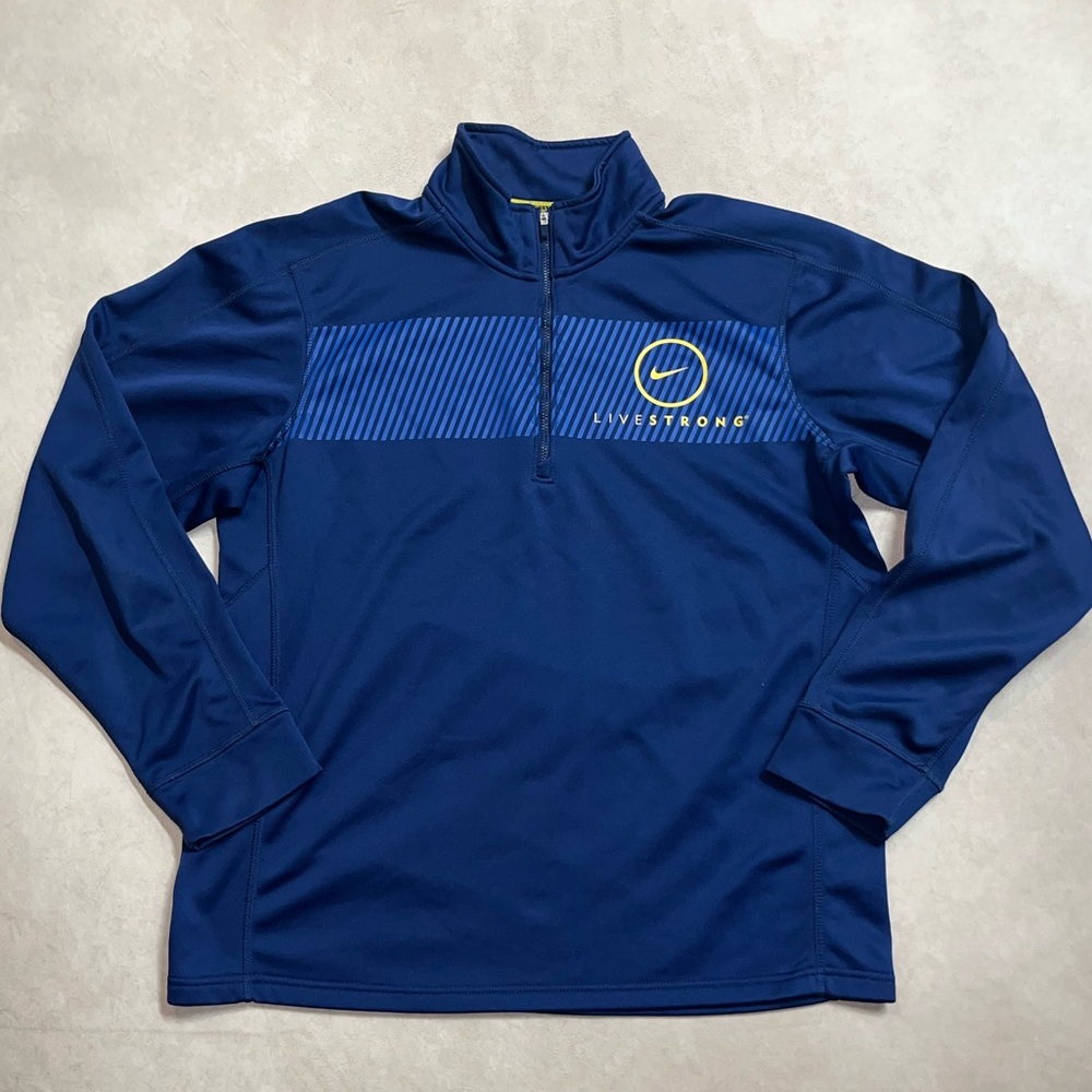Nike Just Do It Live Strong Collection Performance Blue Quarter Zip Sweater